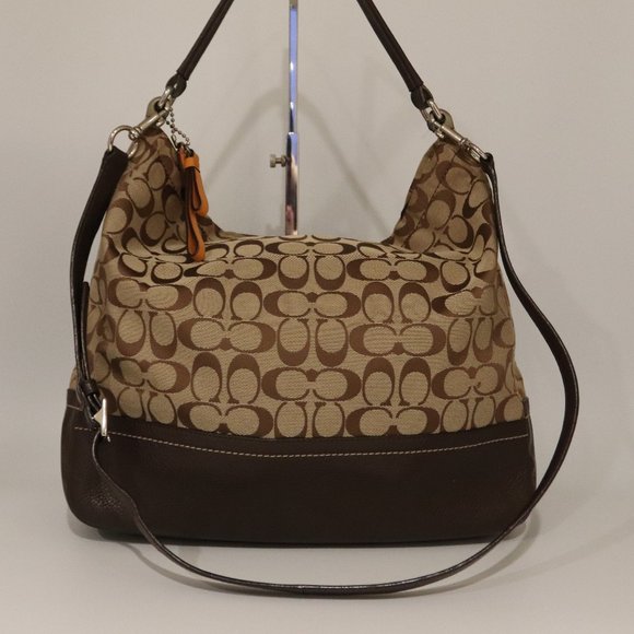 Coach Park Signature Hobo Shoulder Bag Handbag Purse Cloth Khaki - Picture 5 of 13